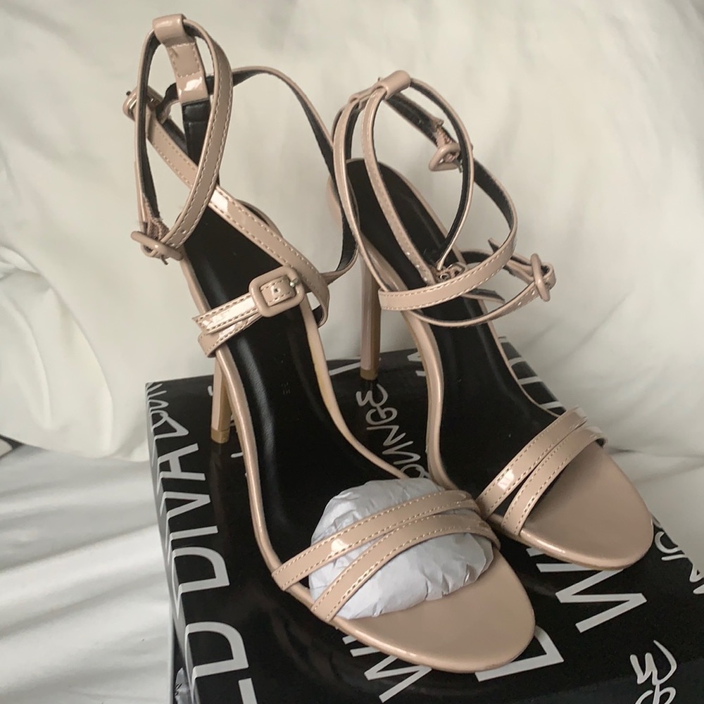 Nude Patent Leather Strappy Sandals